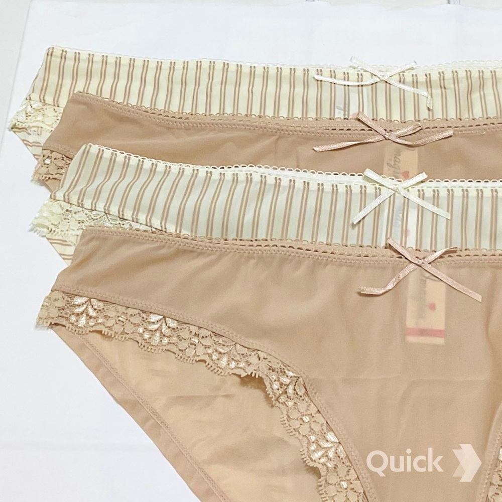 M - New 4 pcs Solid / Stripe Low-Rise Bikinis
